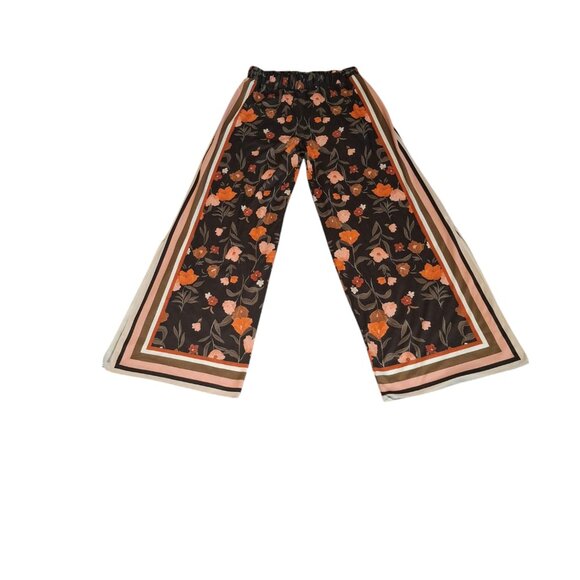 Zara Pants - ZARA WOMAN SATIN EFFECTED FLORAL WIDE LEG PANTS